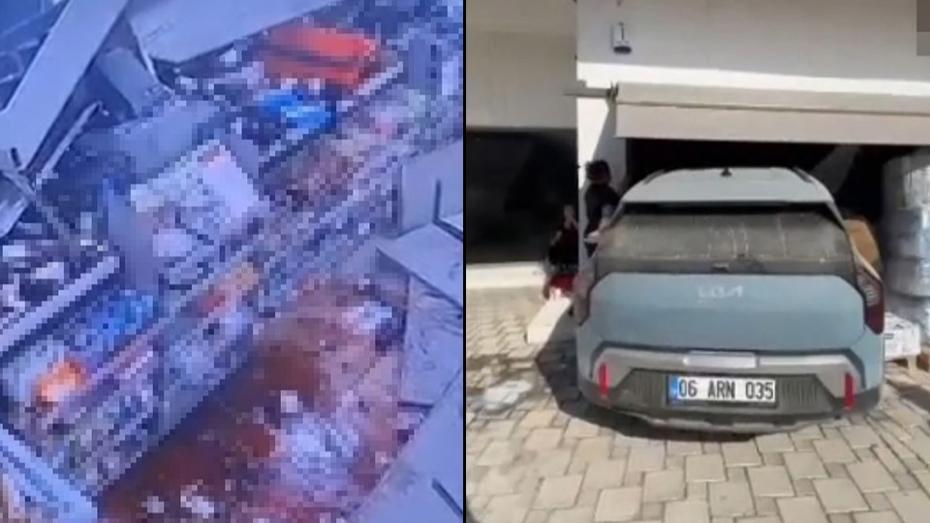 Otomobil Markete Dalınca Panik Yürekleri Ağza Getirdi